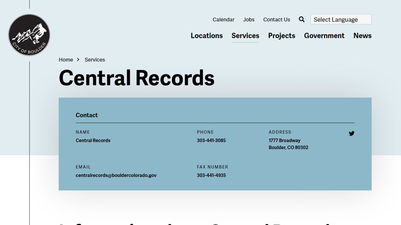 Central Records | City of Boulder