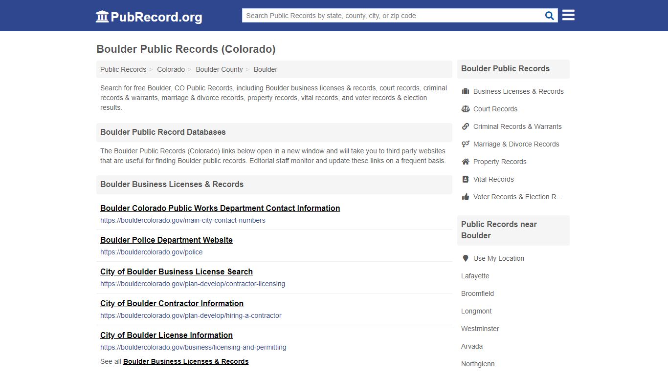 Free Boulder Public Records (Colorado Public Records)
